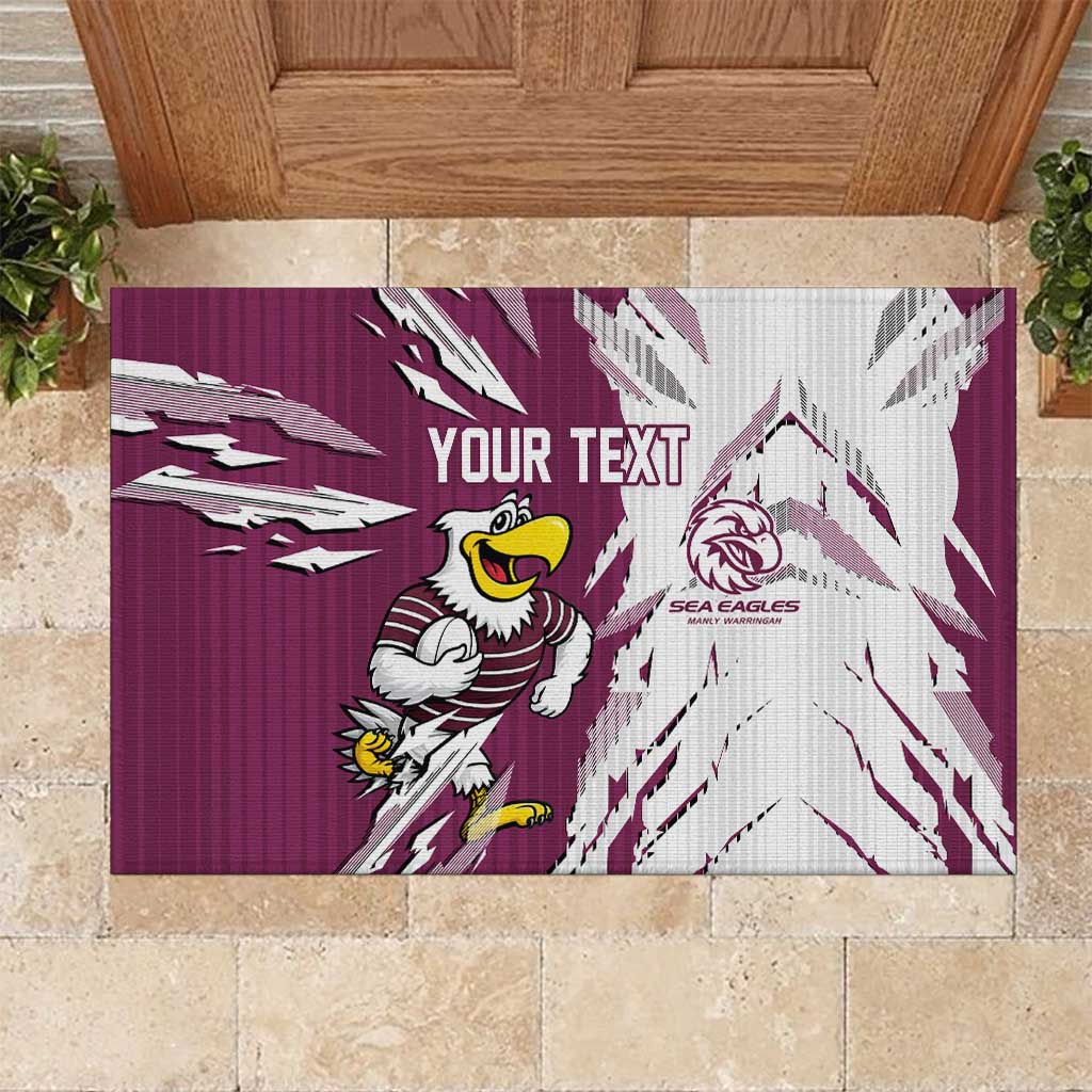 Personalized Manly Warringah Sea Eagles Rubber Doormat Dynamic Lightning Mascot Rugby Australia