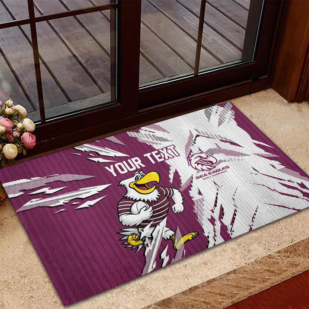 Personalized Manly Warringah Sea Eagles Rubber Doormat Dynamic Lightning Mascot Rugby Australia