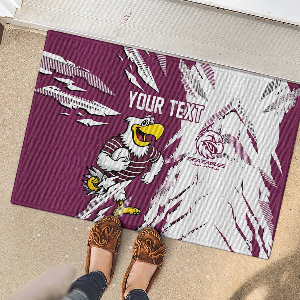 Personalized Manly Warringah Sea Eagles Rubber Doormat Dynamic Lightning Mascot Rugby Australia