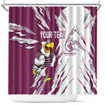Personalized Manly Warringah Sea Eagles Shower Curtain Dynamic Lightning Mascot Rugby Australia