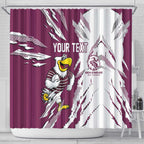 Personalized Manly Warringah Sea Eagles Shower Curtain Dynamic Lightning Mascot Rugby Australia