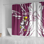 Personalized Manly Warringah Sea Eagles Shower Curtain Dynamic Lightning Mascot Rugby Australia