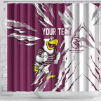 Personalized Manly Warringah Sea Eagles Shower Curtain Dynamic Lightning Mascot Rugby Australia
