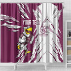 Personalized Manly Warringah Sea Eagles Shower Curtain Dynamic Lightning Mascot Rugby Australia