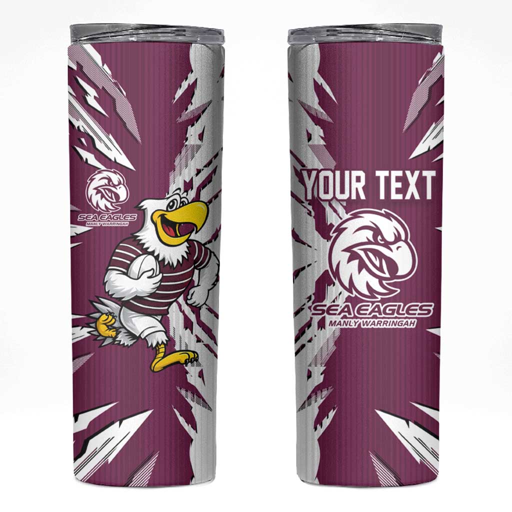 Personalized Manly Warringah Sea Eagles Skinny Tumbler Dynamic Lightning Mascot Rugby Australia
