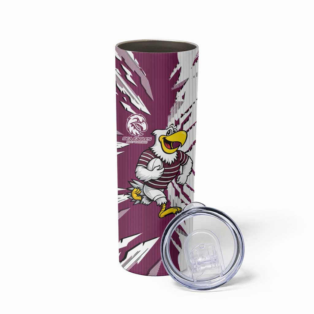 Personalized Manly Warringah Sea Eagles Skinny Tumbler Dynamic Lightning Mascot Rugby Australia