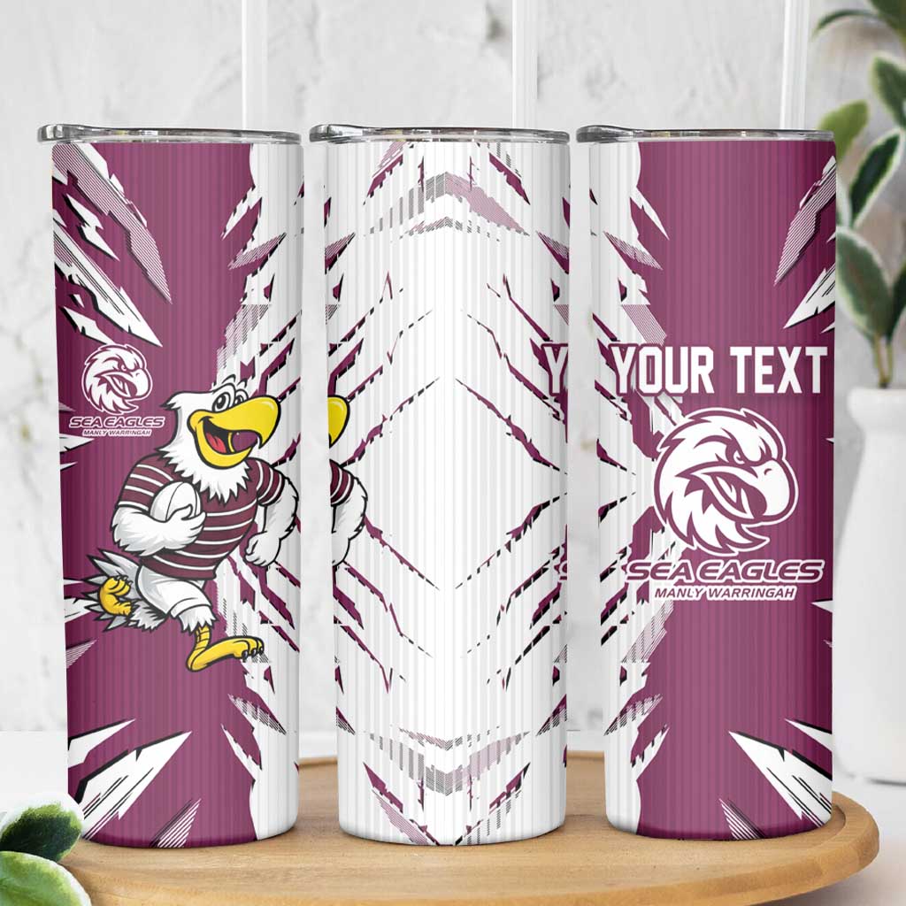 Personalized Manly Warringah Sea Eagles Skinny Tumbler Dynamic Lightning Mascot Rugby Australia