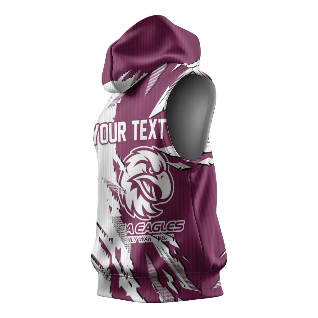 Personalized Manly Warringah Sea Eagles Sleeveless Hoodie Dynamic Lightning Mascot Rugby Australia
