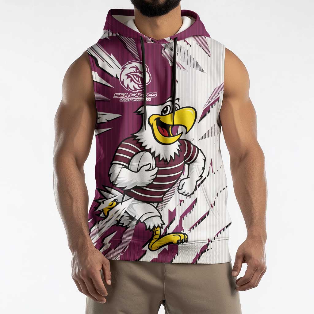 Personalized Manly Warringah Sea Eagles Sleeveless Hoodie Dynamic Lightning Mascot Rugby Australia