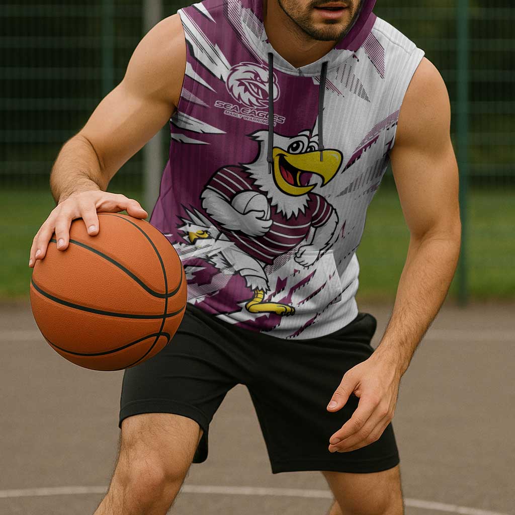Personalized Manly Warringah Sea Eagles Sleeveless Hoodie Dynamic Lightning Mascot Rugby Australia