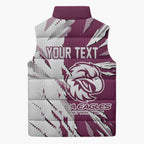 Personalized Manly Warringah Sea Eagles Sleeveless Puffer Jacket Dynamic Lightning Mascot Rugby Australia