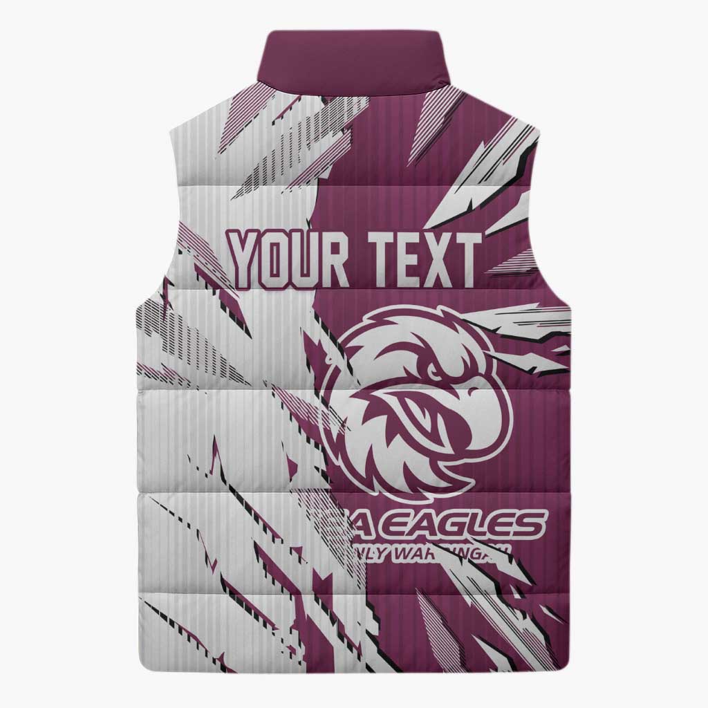 Personalized Manly Warringah Sea Eagles Sleeveless Puffer Jacket Dynamic Lightning Mascot Rugby Australia