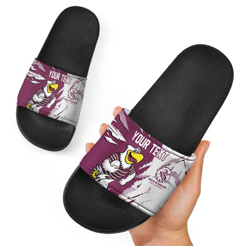 Personalized Manly Warringah Sea Eagles Slide Sandals Dynamic Lightning Mascot Rugby Australia