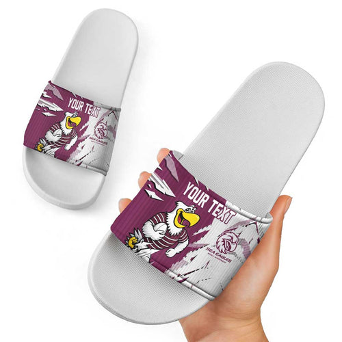 Personalized Manly Warringah Sea Eagles Slide Sandals Dynamic Lightning Mascot Rugby Australia