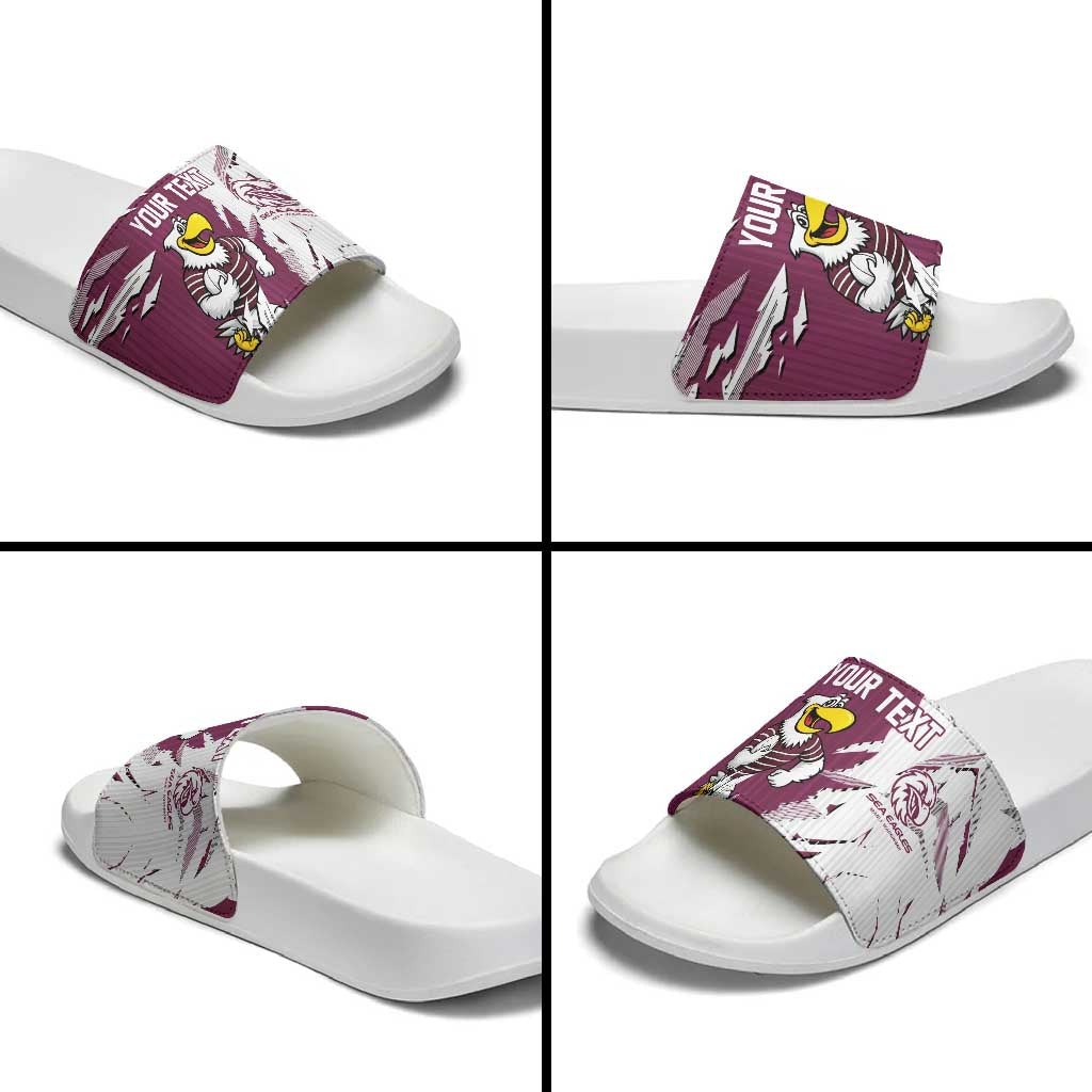 Personalized Manly Warringah Sea Eagles Slide Sandals Dynamic Lightning Mascot Rugby Australia