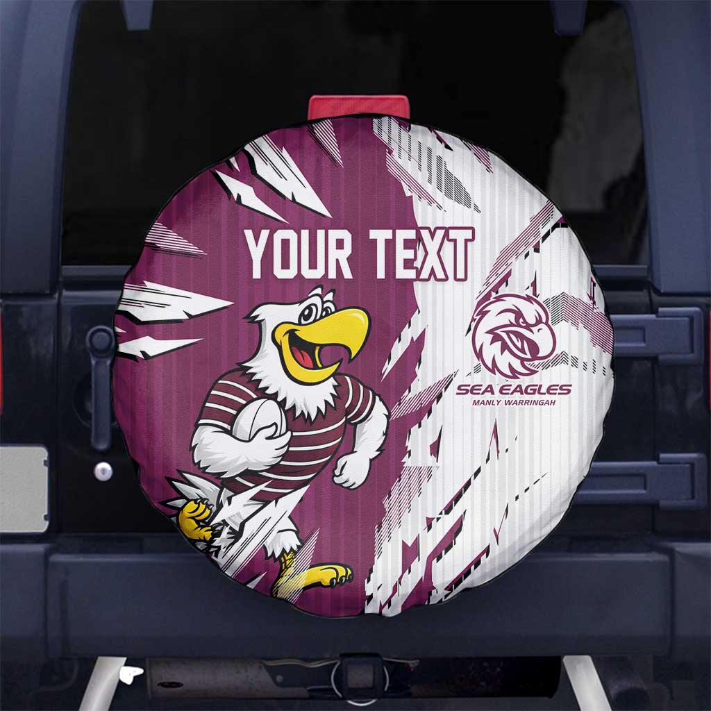 Personalized Manly Warringah Sea Eagles Spare Tire Cover Dynamic Lightning Mascot Rugby Australia