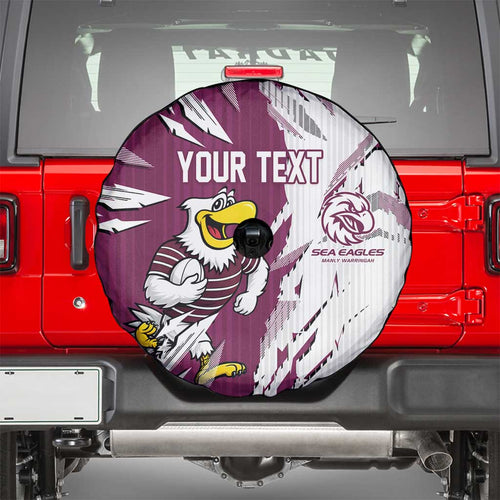 Personalized Manly Warringah Sea Eagles Spare Tire Cover Dynamic Lightning Mascot Rugby Australia