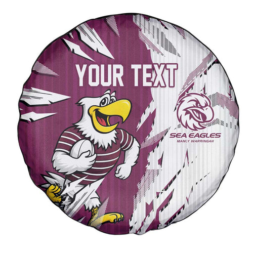 Personalized Manly Warringah Sea Eagles Spare Tire Cover Dynamic Lightning Mascot Rugby Australia