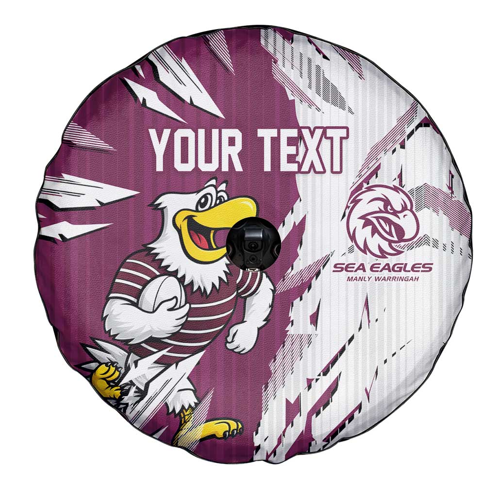 Personalized Manly Warringah Sea Eagles Spare Tire Cover Dynamic Lightning Mascot Rugby Australia