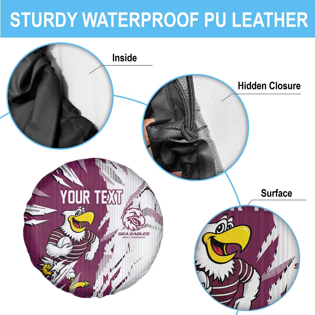 Personalized Manly Warringah Sea Eagles Spare Tire Cover Dynamic Lightning Mascot Rugby Australia