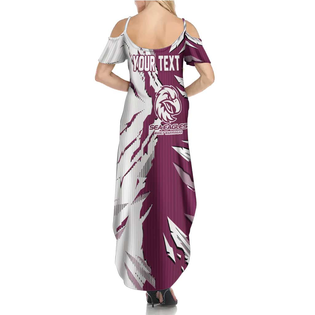 Personalized Manly Warringah Sea Eagles Summer Maxi Dress Dynamic Lightning Mascot Rugby Australia