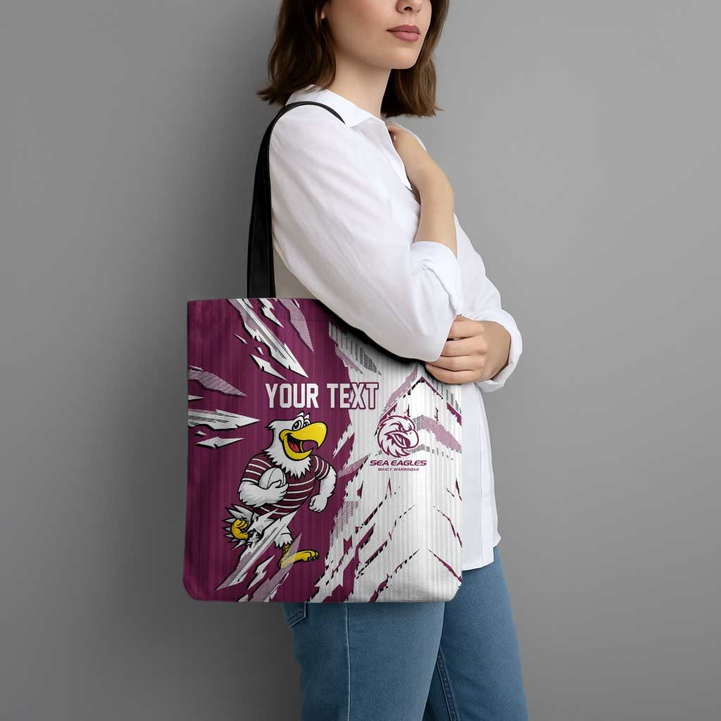Personalized Manly Warringah Sea Eagles Tote Bag Dynamic Lightning Mascot Rugby Australia