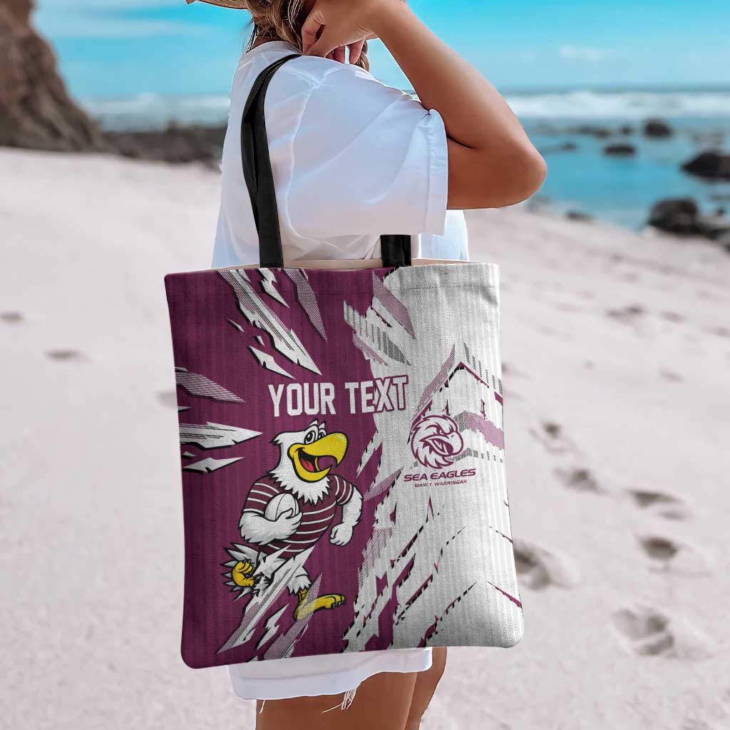 Personalized Manly Warringah Sea Eagles Tote Bag Dynamic Lightning Mascot Rugby Australia