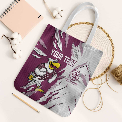 Personalized Manly Warringah Sea Eagles Tote Bag Dynamic Lightning Mascot Rugby Australia