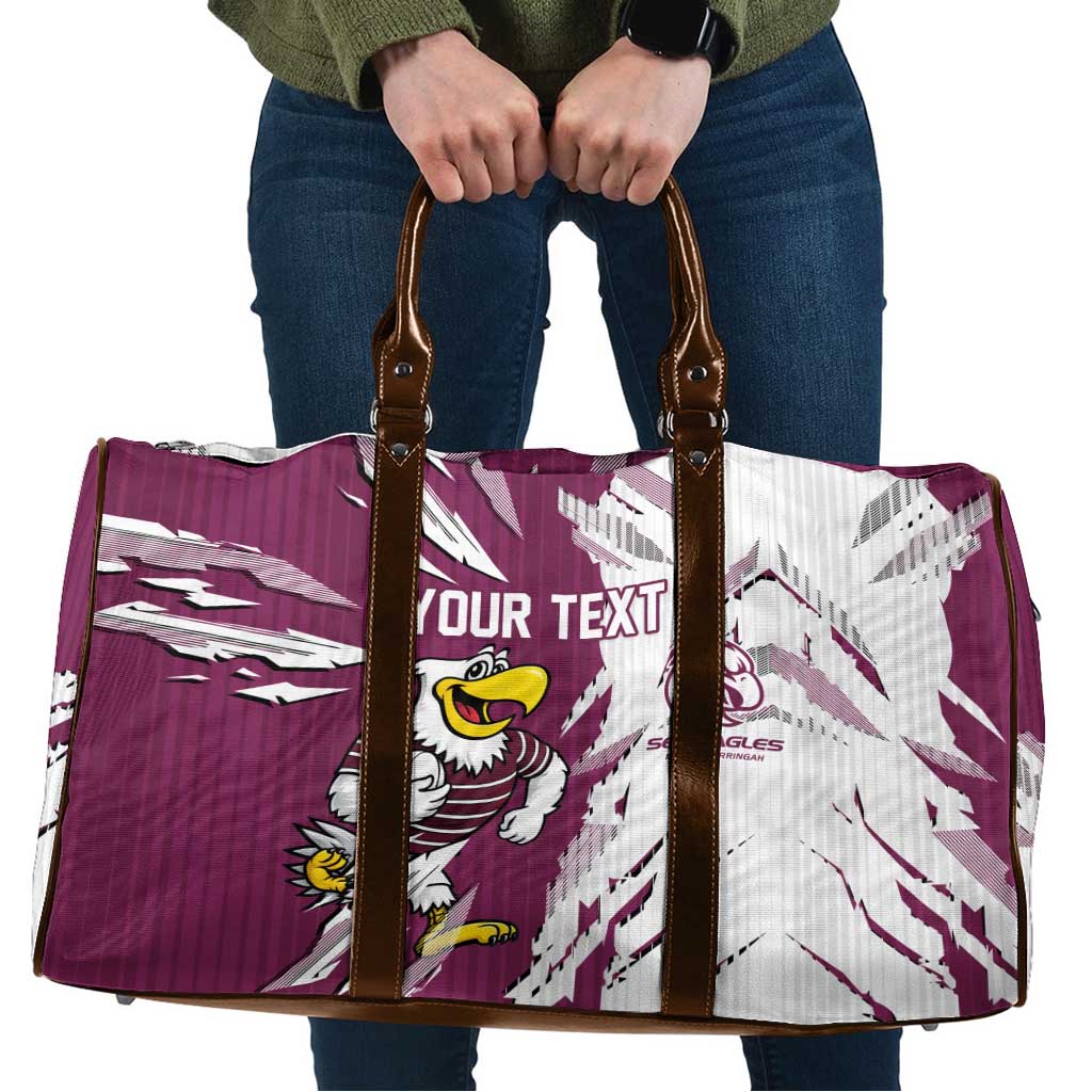 Personalized Manly Warringah Sea Eagles Travel Bag Dynamic Lightning Mascot Rugby Australia