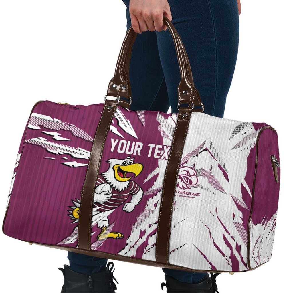 Personalized Manly Warringah Sea Eagles Travel Bag Dynamic Lightning Mascot Rugby Australia