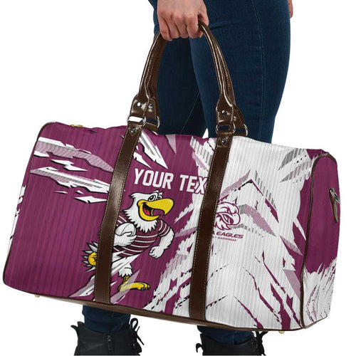 Personalized Manly Warringah Sea Eagles Travel Bag Dynamic Lightning Mascot Rugby Australia