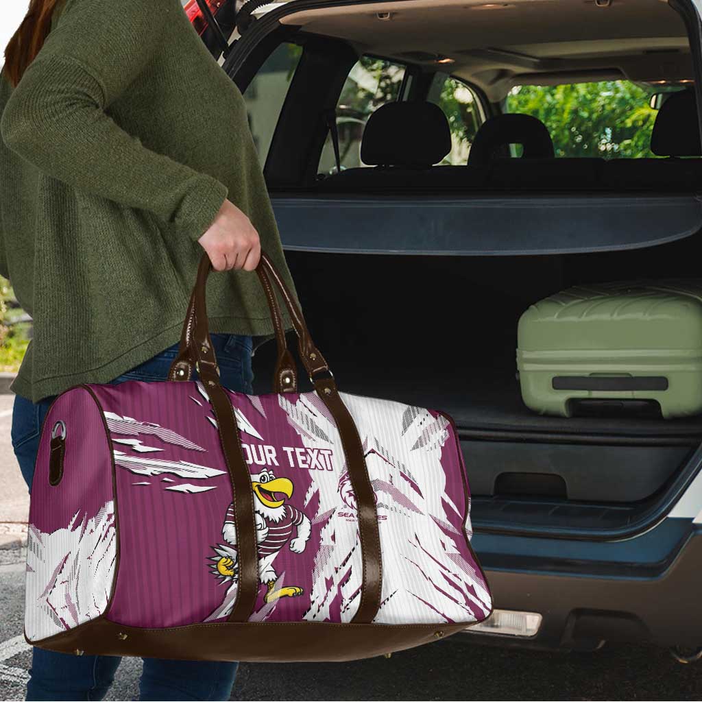 Personalized Manly Warringah Sea Eagles Travel Bag Dynamic Lightning Mascot Rugby Australia