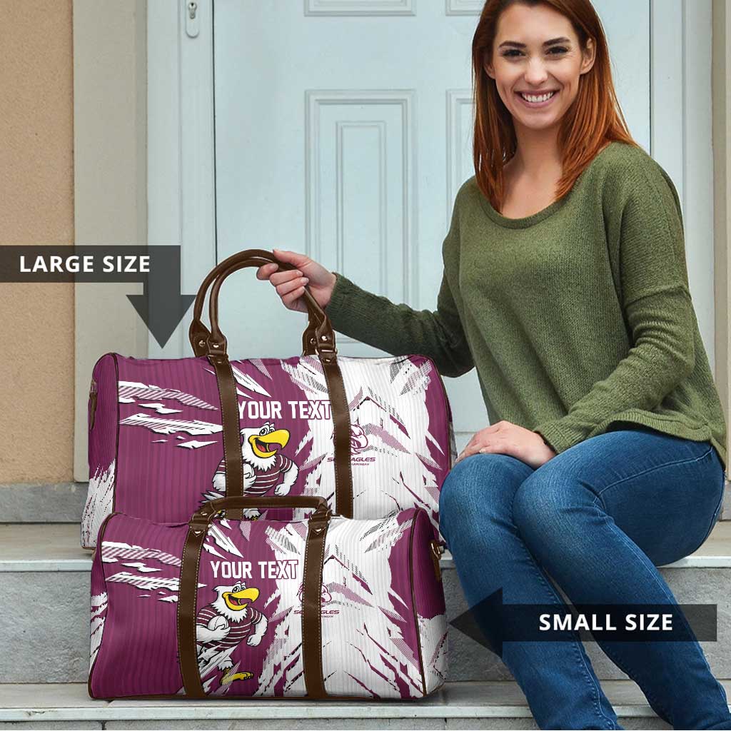Personalized Manly Warringah Sea Eagles Travel Bag Dynamic Lightning Mascot Rugby Australia