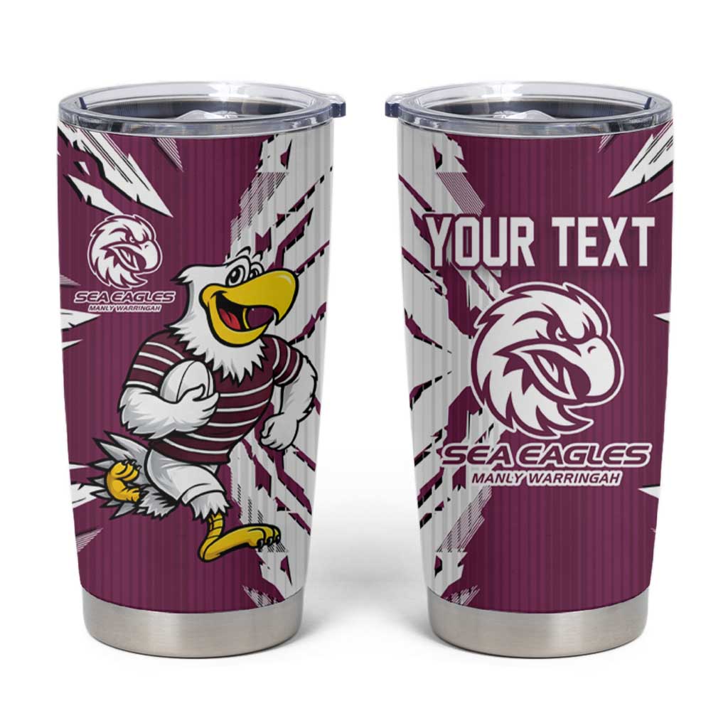 Personalized Manly Warringah Sea Eagles Tumbler Cup Dynamic Lightning Mascot Rugby Australia