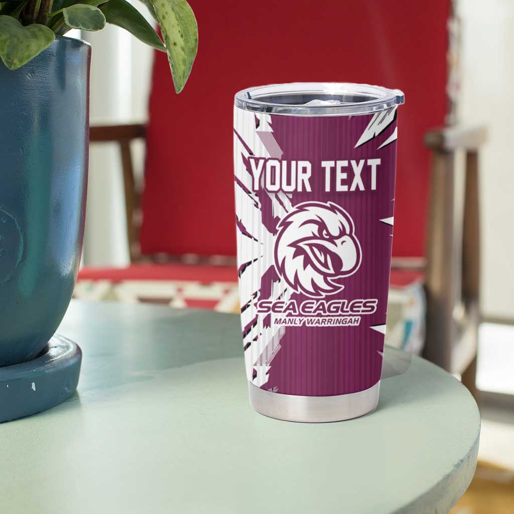Personalized Manly Warringah Sea Eagles Tumbler Cup Dynamic Lightning Mascot Rugby Australia
