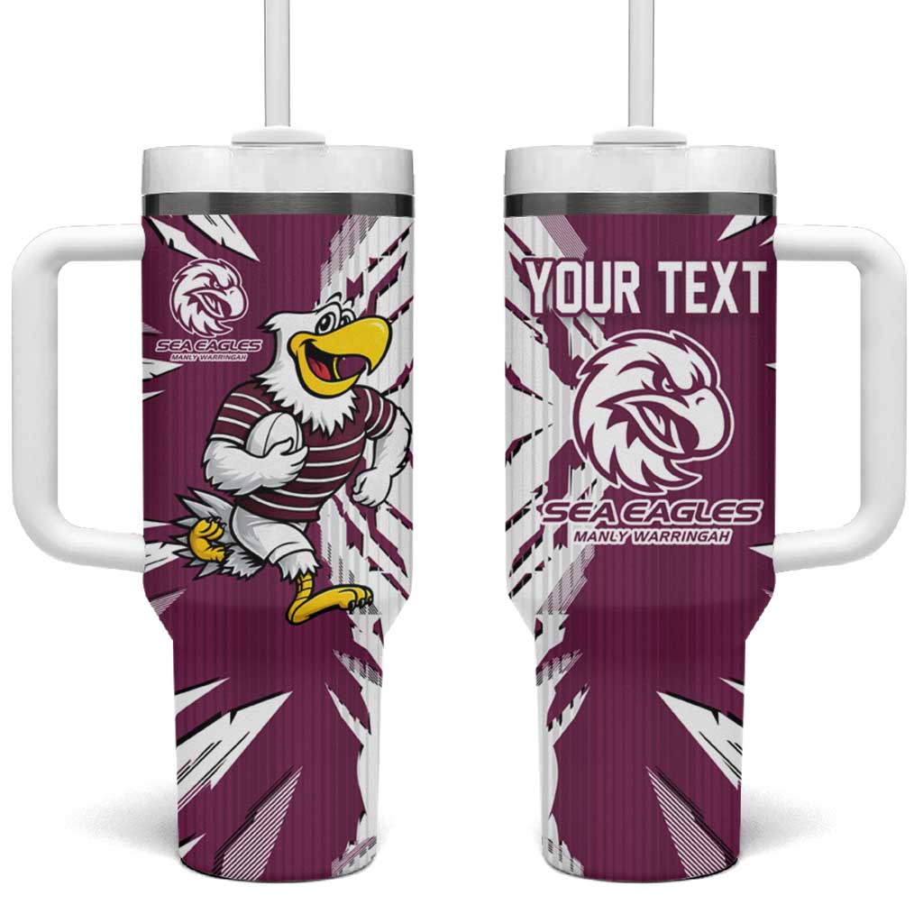 Personalized Manly Warringah Sea Eagles Tumbler With Handle Dynamic Lightning Mascot Rugby Australia