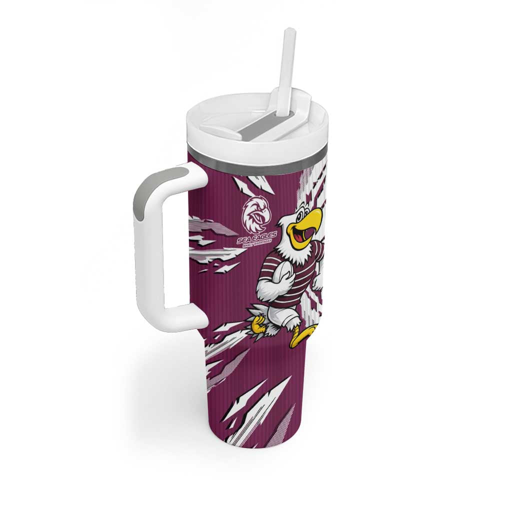 Personalized Manly Warringah Sea Eagles Tumbler With Handle Dynamic Lightning Mascot Rugby Australia