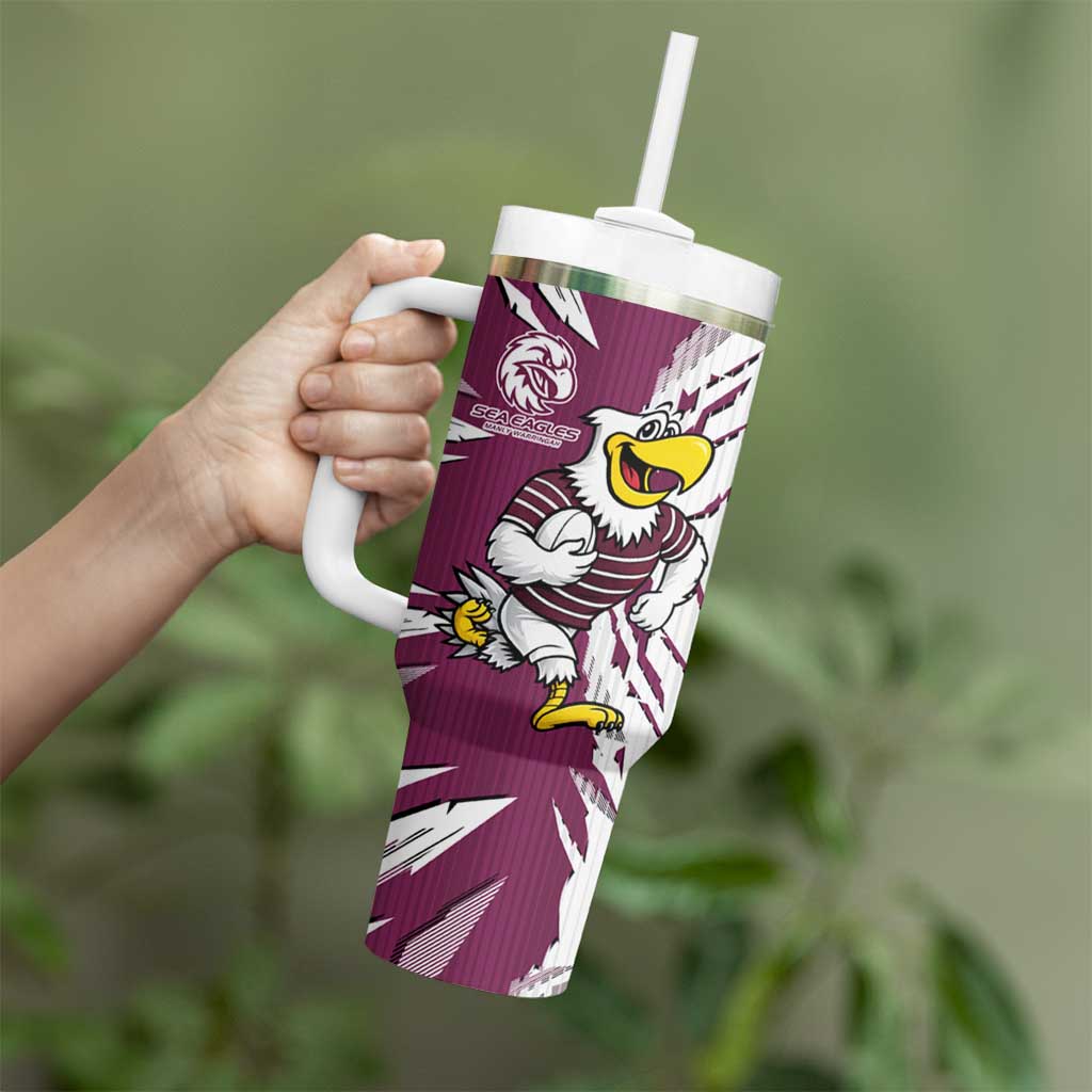 Personalized Manly Warringah Sea Eagles Tumbler With Handle Dynamic Lightning Mascot Rugby Australia