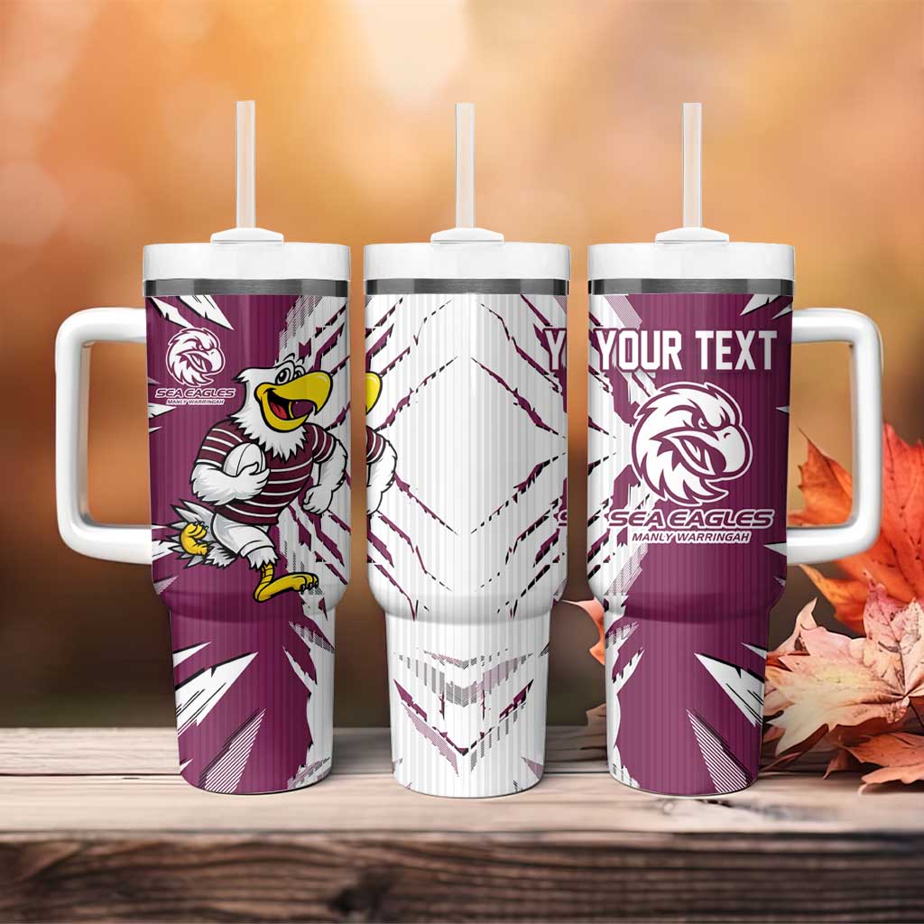 Personalized Manly Warringah Sea Eagles Tumbler With Handle Dynamic Lightning Mascot Rugby Australia
