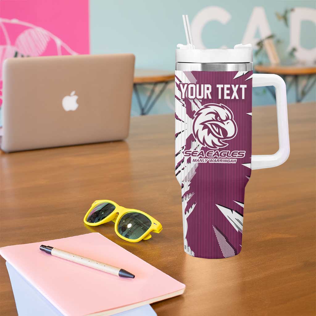 Personalized Manly Warringah Sea Eagles Tumbler With Handle Dynamic Lightning Mascot Rugby Australia