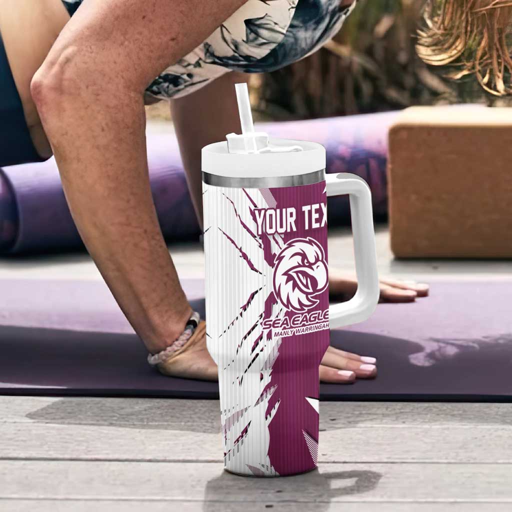 Personalized Manly Warringah Sea Eagles Tumbler With Handle Dynamic Lightning Mascot Rugby Australia
