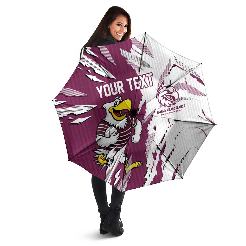 Personalized Manly Warringah Sea Eagles Umbrella Dynamic Lightning Mascot Rugby Australia