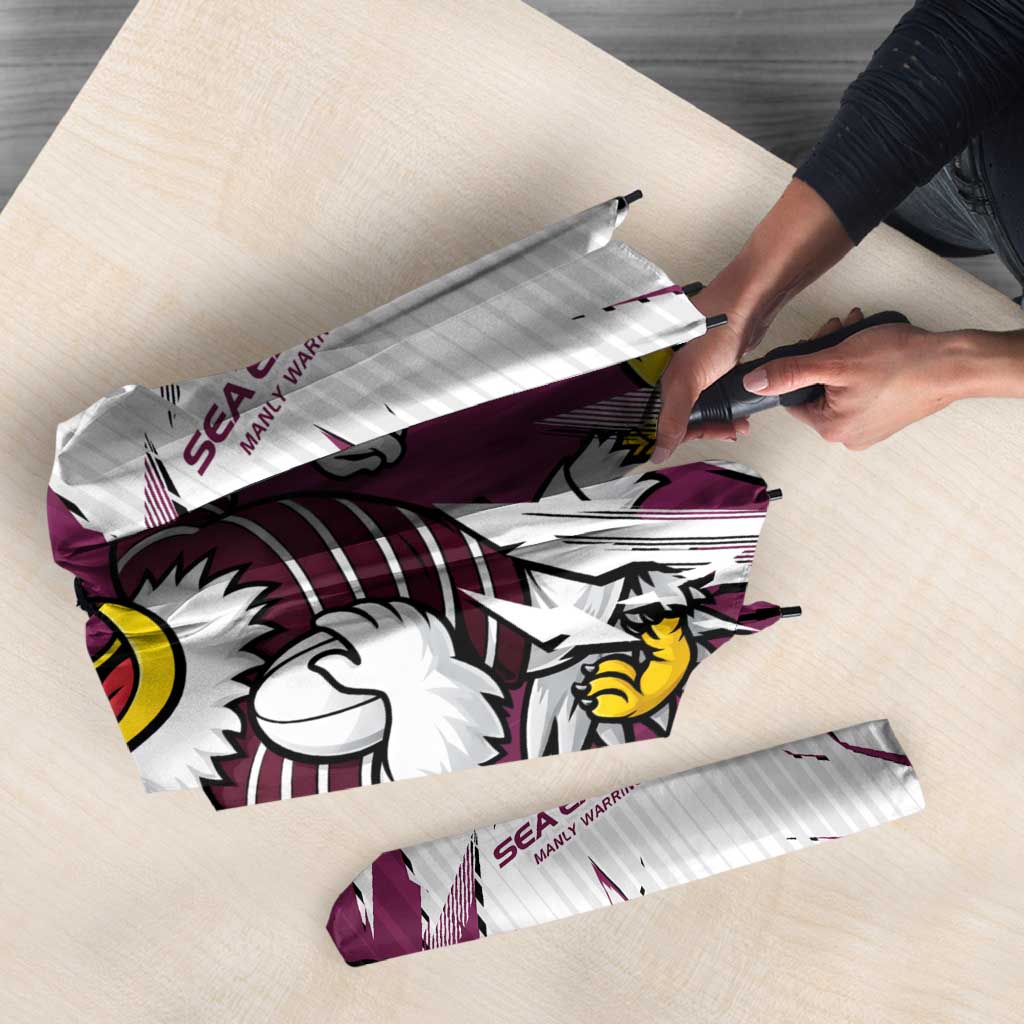 Personalized Manly Warringah Sea Eagles Umbrella Dynamic Lightning Mascot Rugby Australia