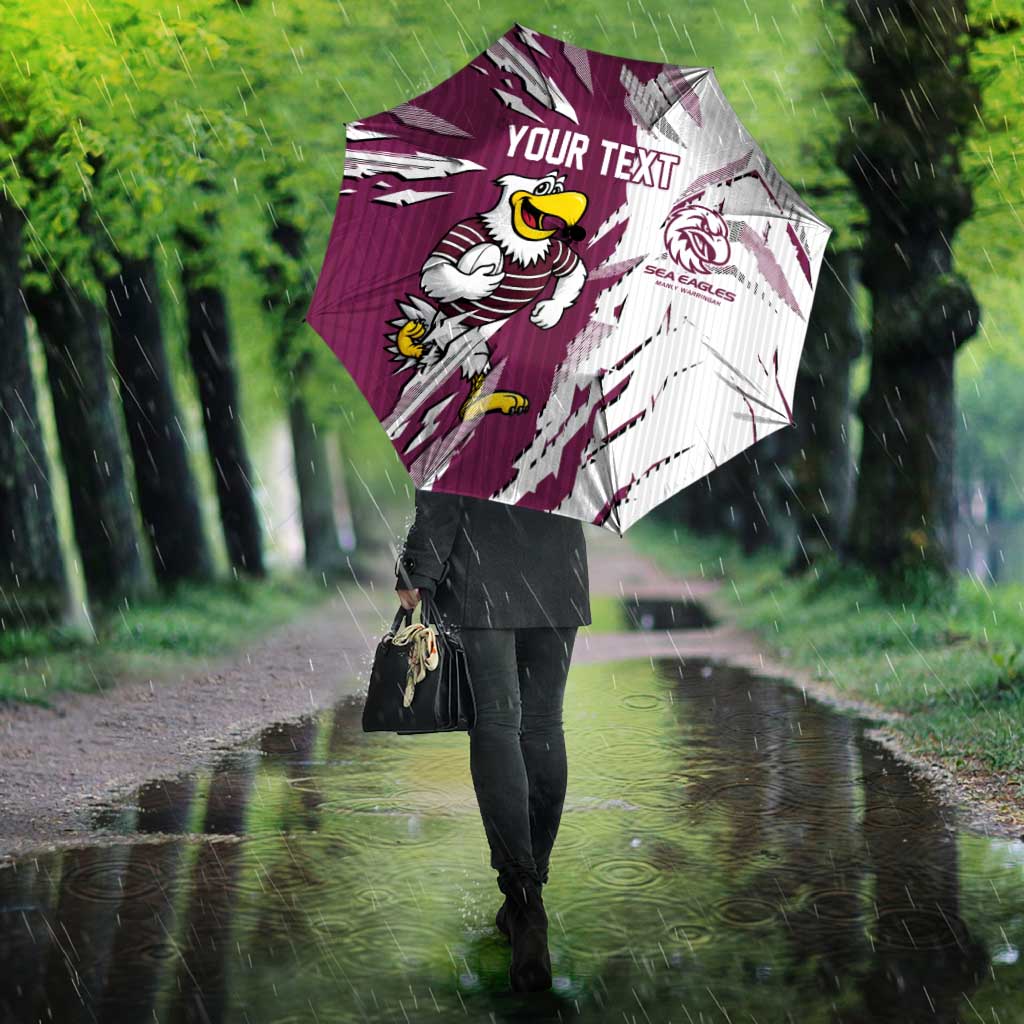 Personalized Manly Warringah Sea Eagles Umbrella Dynamic Lightning Mascot Rugby Australia