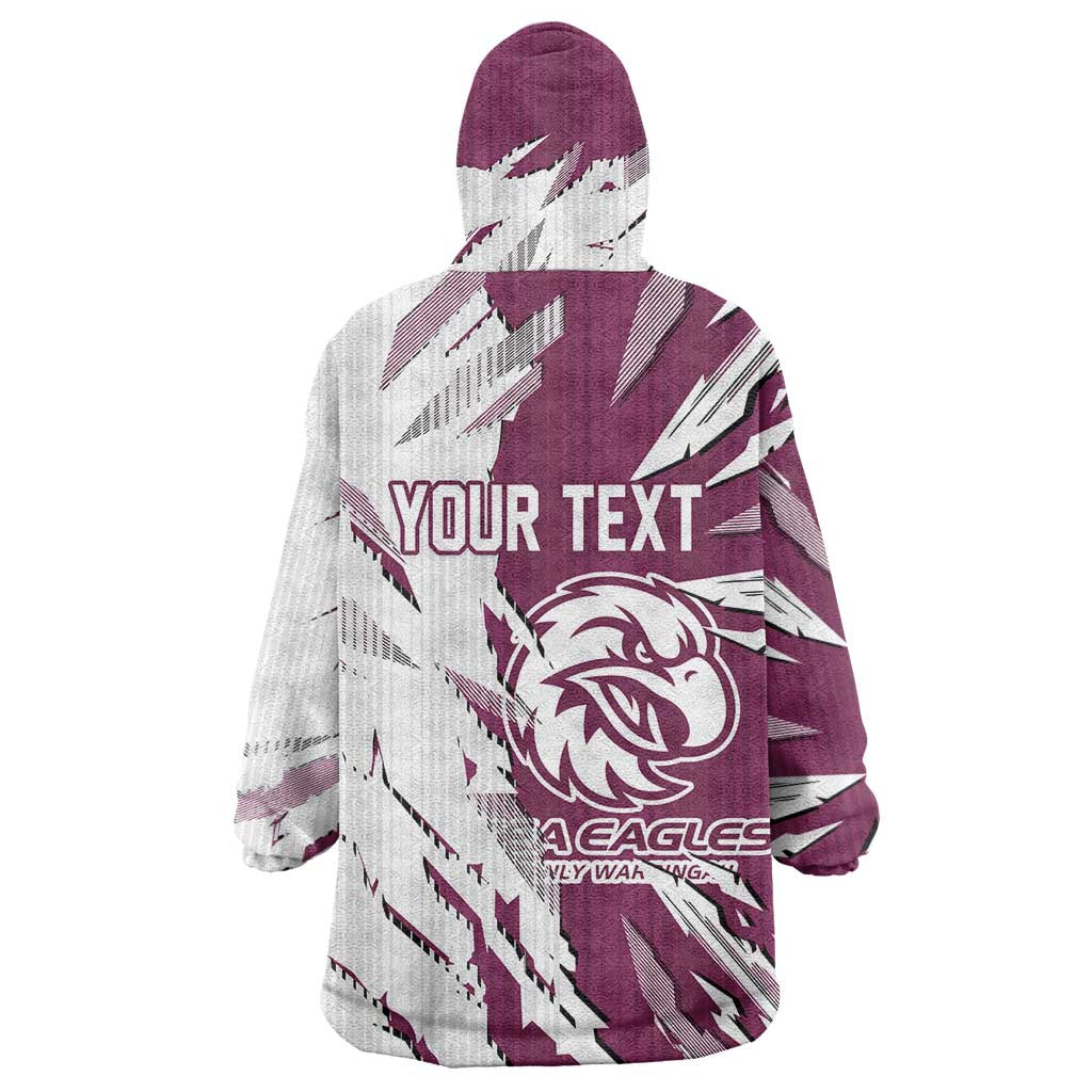 Personalized Manly Warringah Sea Eagles Wearable Blanket Hoodie Dynamic Lightning Mascot Rugby Australia