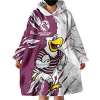Personalized Manly Warringah Sea Eagles Wearable Blanket Hoodie Dynamic Lightning Mascot Rugby Australia