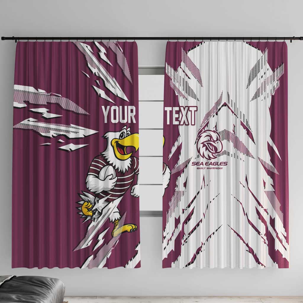 Personalized Manly Warringah Sea Eagles Window Curtain Dynamic Lightning Mascot Rugby Australia