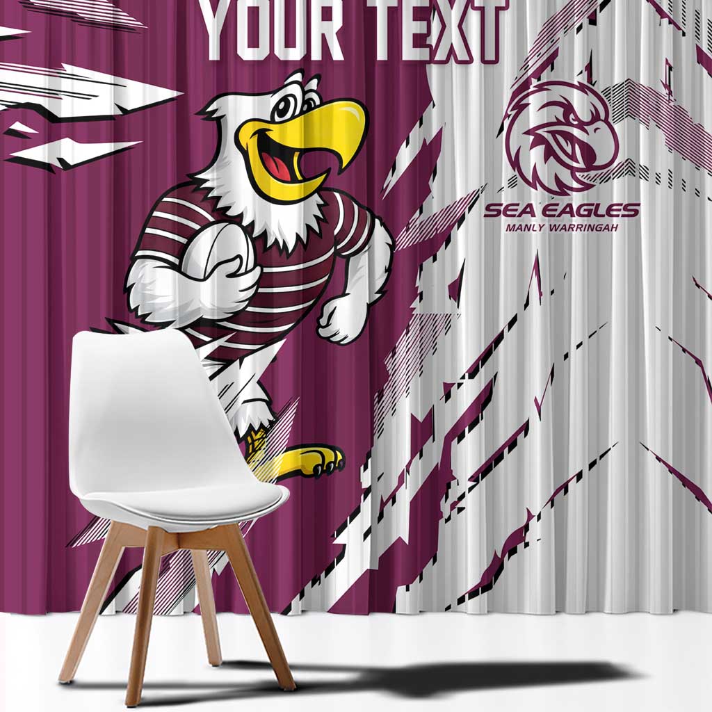 Personalized Manly Warringah Sea Eagles Window Curtain Dynamic Lightning Mascot Rugby Australia