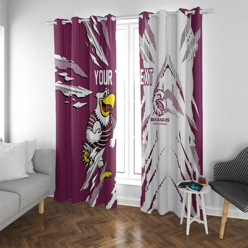 Personalized Manly Warringah Sea Eagles Window Curtain Dynamic Lightning Mascot Rugby Australia