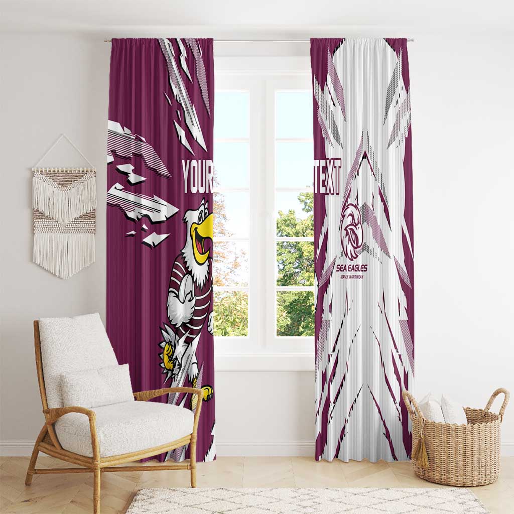 Personalized Manly Warringah Sea Eagles Window Curtain Dynamic Lightning Mascot Rugby Australia